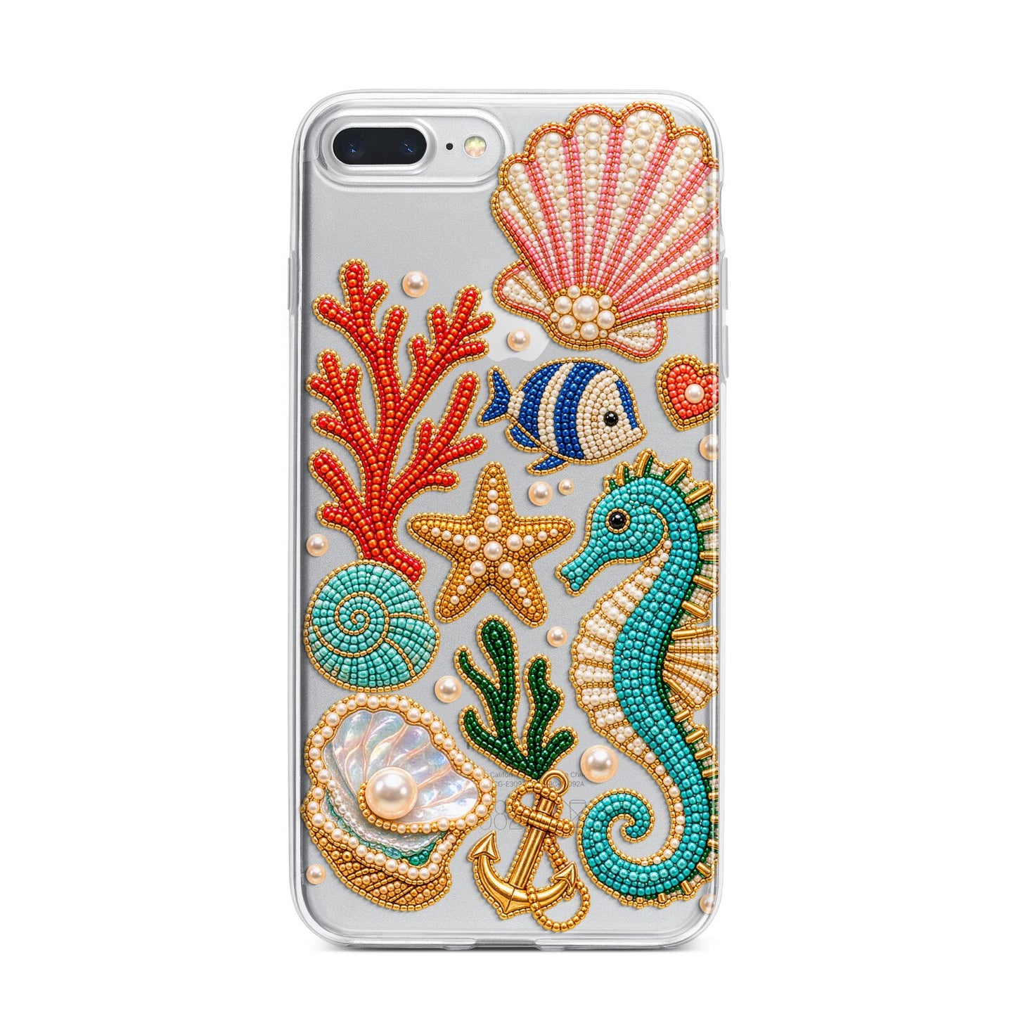Coastal Treasures Charms iPhone 7 Plus Bumper Case on Silver iPhone