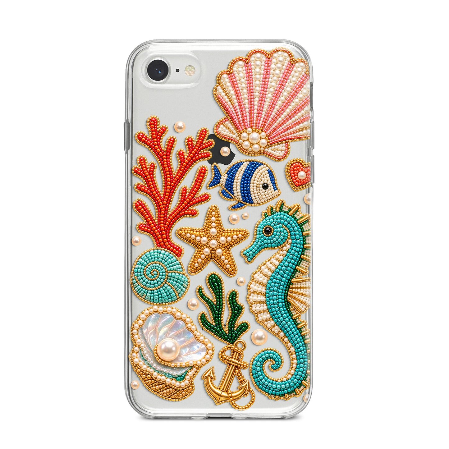 Coastal Treasures Charms iPhone 8 Bumper Case on Silver iPhone