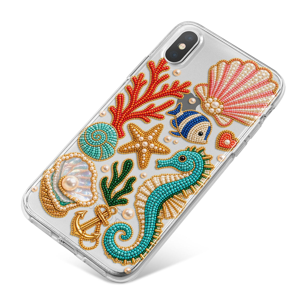 Coastal Treasures Charms iPhone X Bumper Case on Silver iPhone