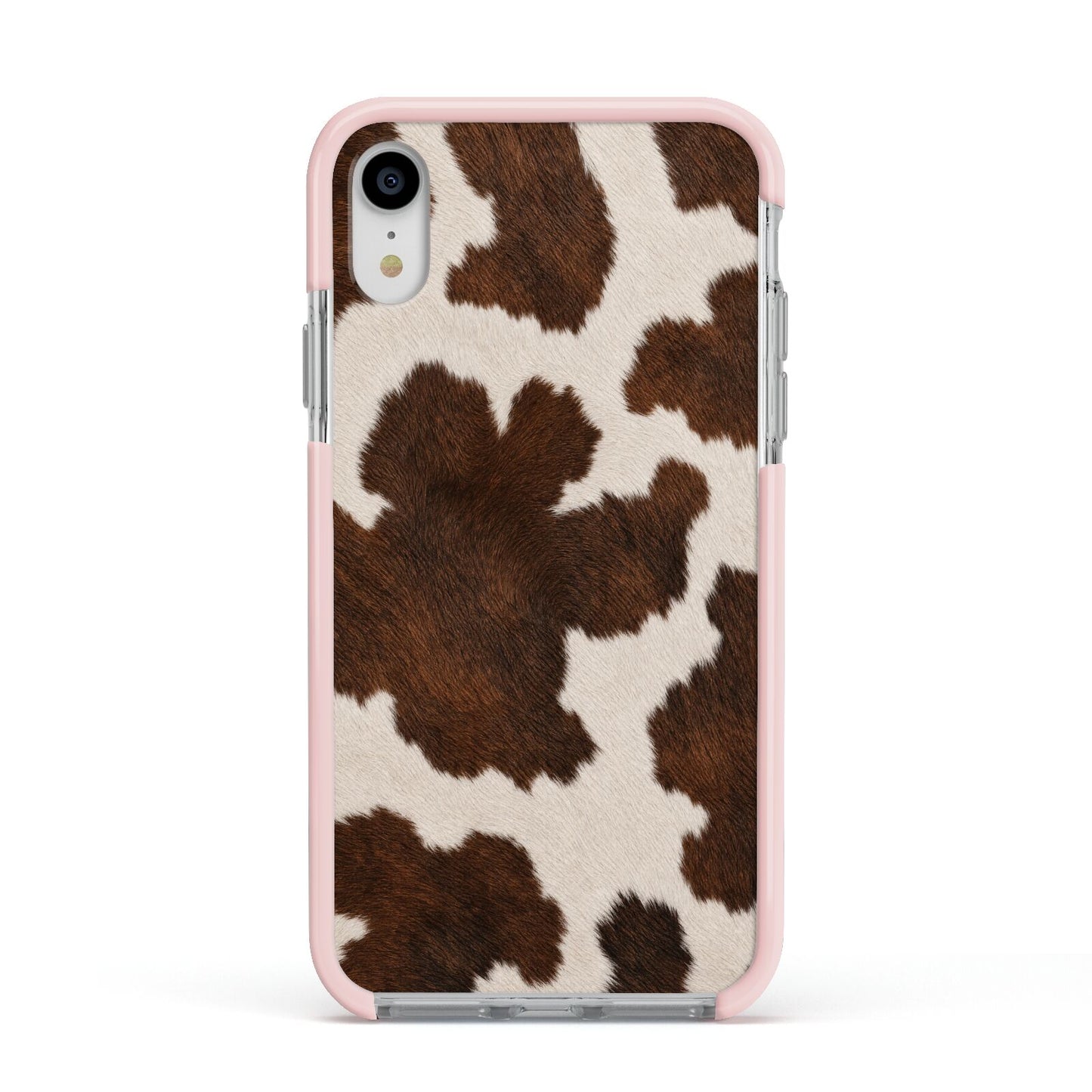 Cocoa Hide Apple iPhone XR Impact Case Pink Edge on Silver Phone