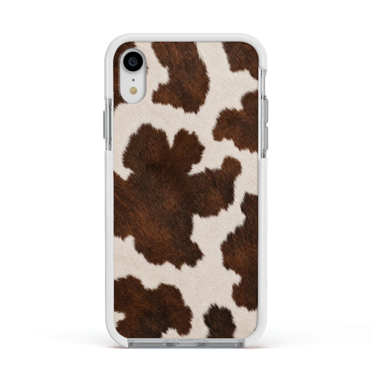 Cocoa Hide Apple iPhone XR Impact Case White Edge on Silver Phone
