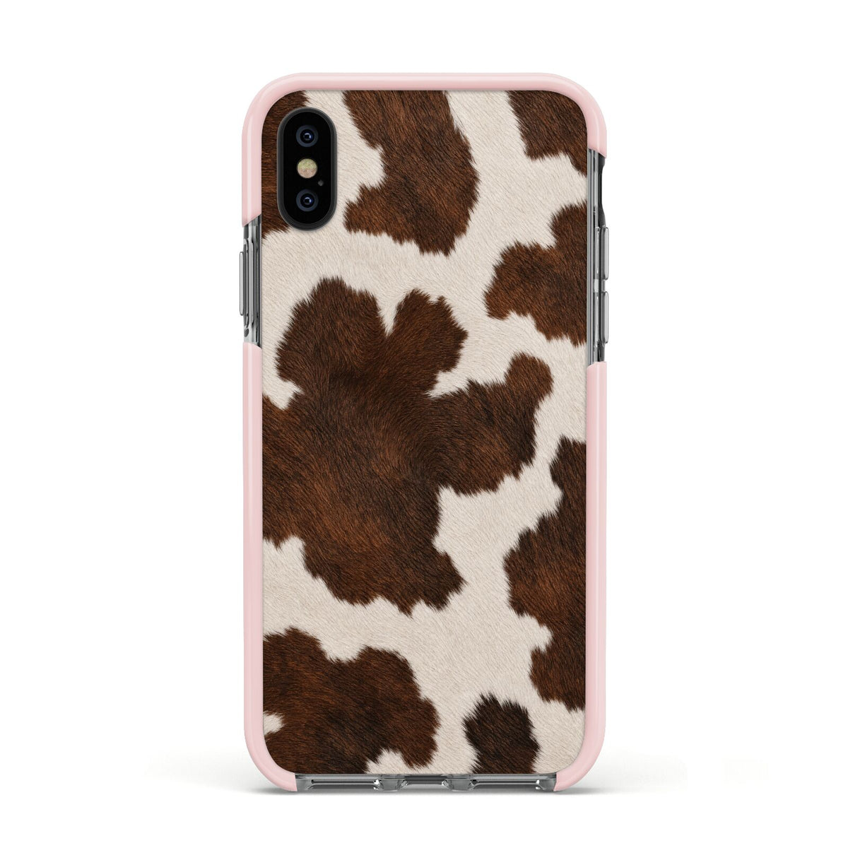 Cocoa Hide Apple iPhone Xs Impact Case Pink Edge on Black Phone