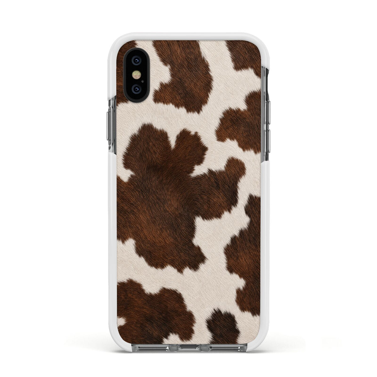 Cocoa Hide Apple iPhone Xs Impact Case White Edge on Black Phone