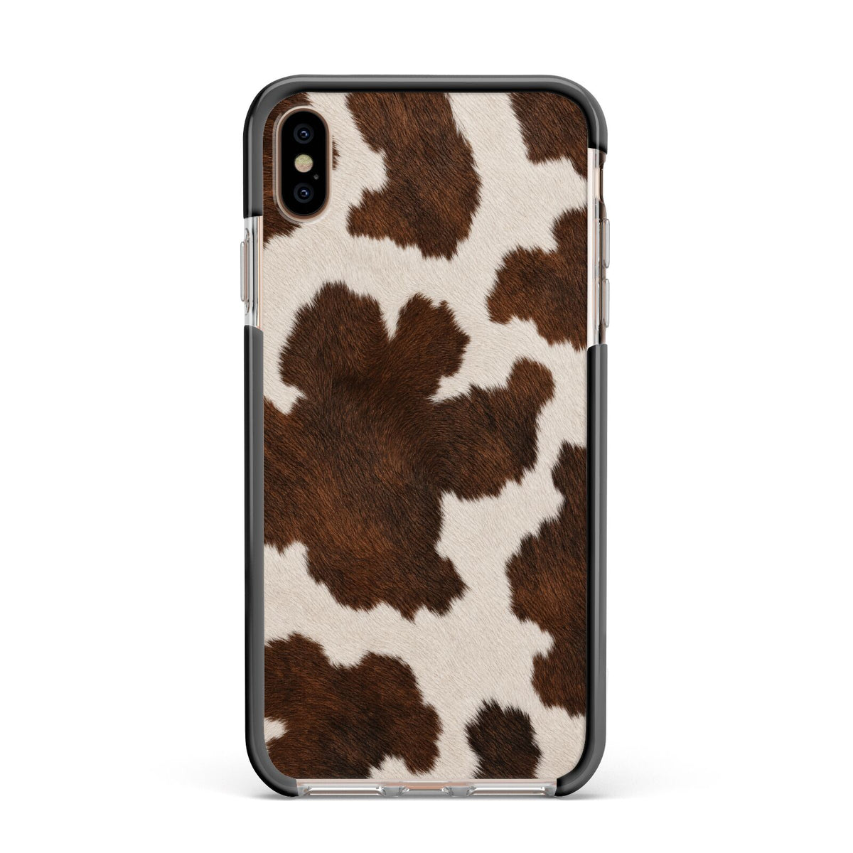 Cocoa Hide Apple iPhone Xs Max Impact Case Black Edge on Gold Phone