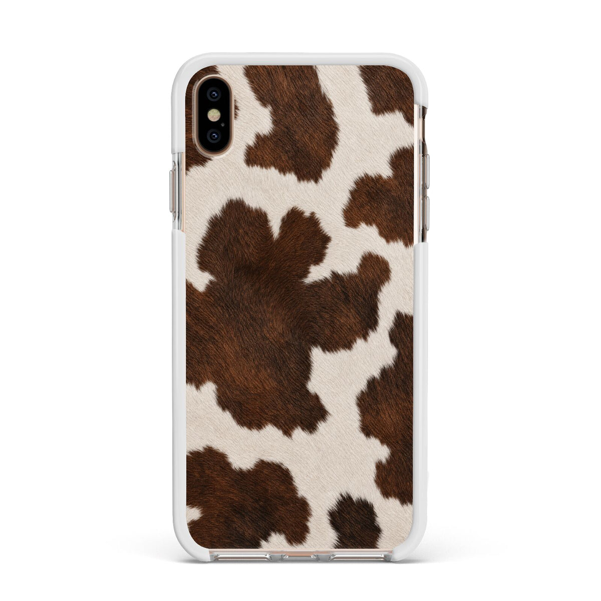Cocoa Hide Apple iPhone Xs Max Impact Case White Edge on Gold Phone