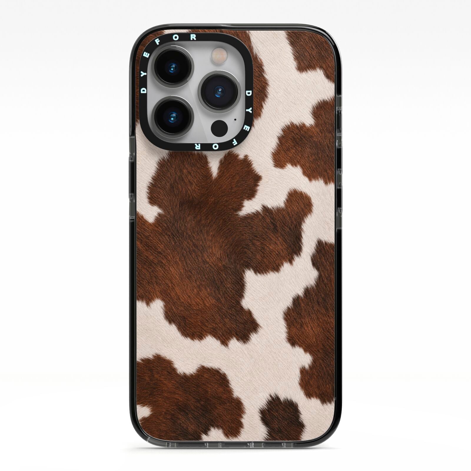 Cocoa Hide iPhone 13 Pro Black Impact Case on Silver phone