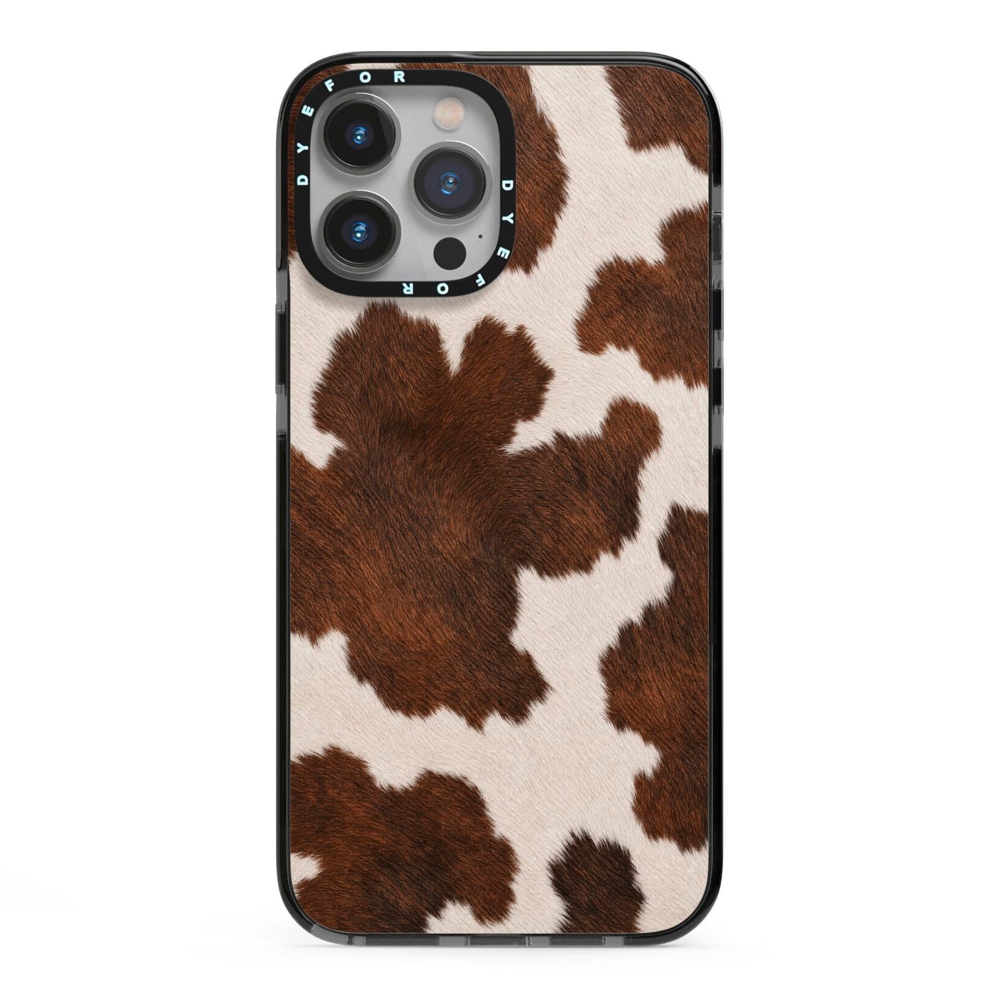 Cocoa Hide iPhone 13 Pro Max Black Impact Case on Silver phone
