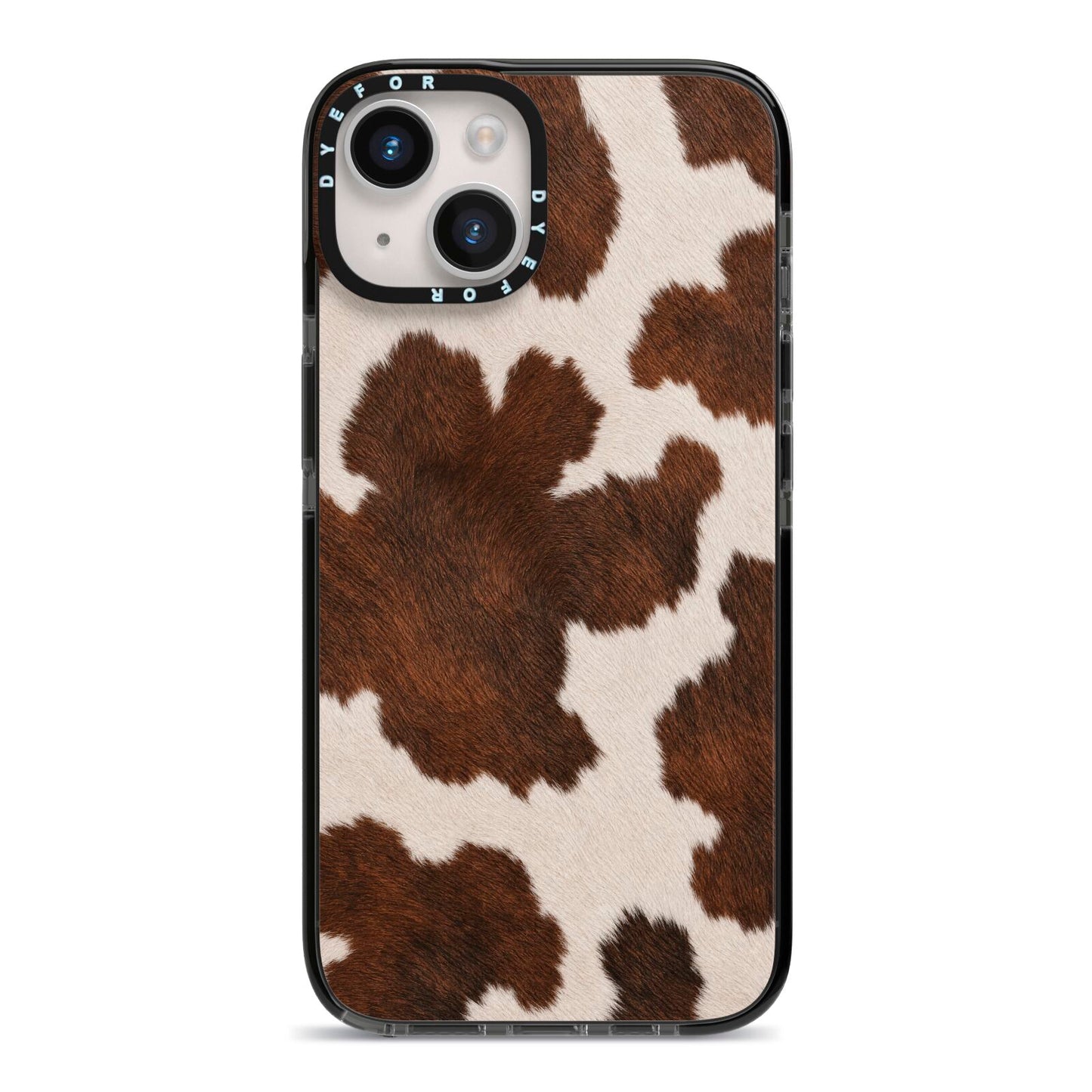 Cocoa Hide iPhone 14 Black Impact Case on Silver phone