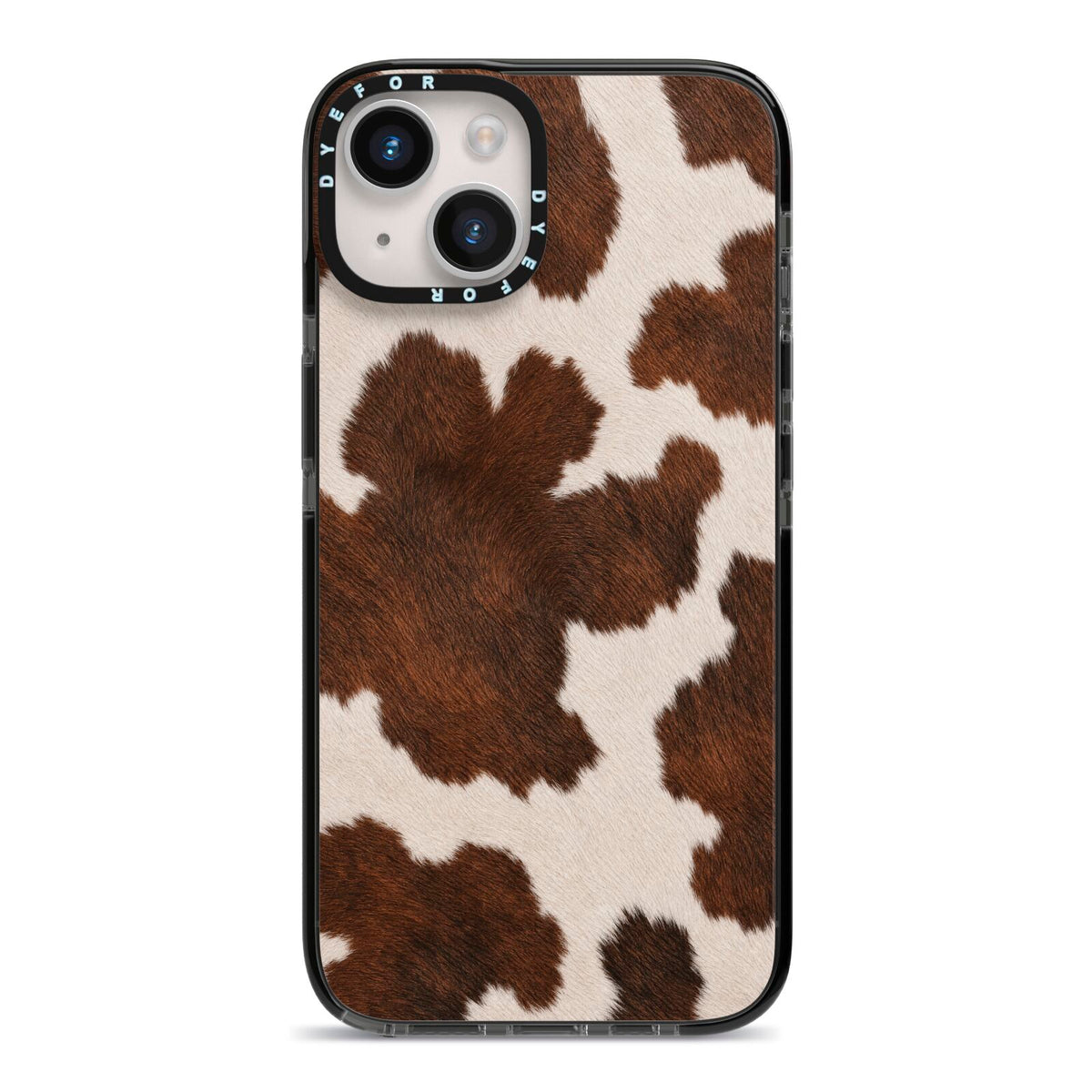 Cocoa Hide iPhone 14 Black Impact Case on Silver phone