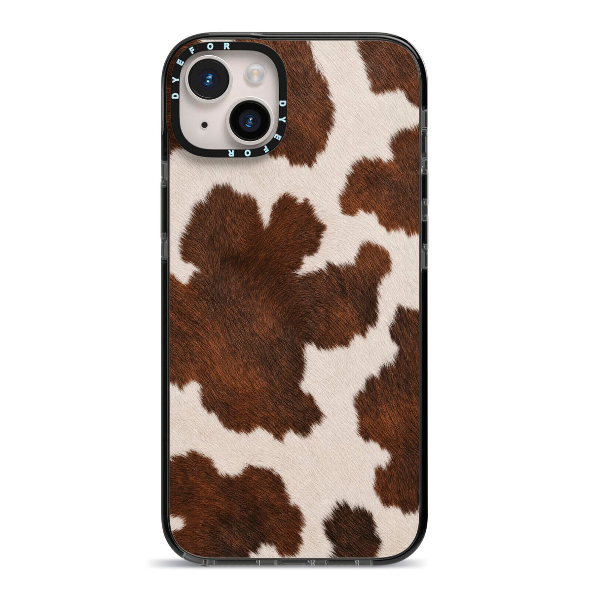 Cocoa Hide iPhone 14 Plus Black Impact Case on Silver phone