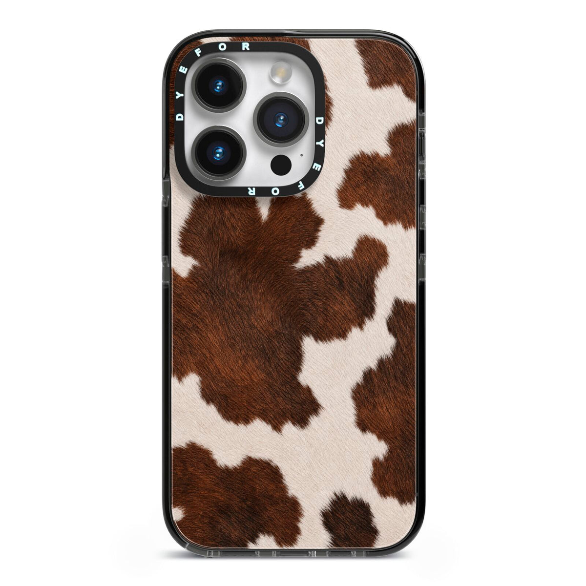 Cocoa Hide iPhone 14 Pro Black Impact Case on Silver phone