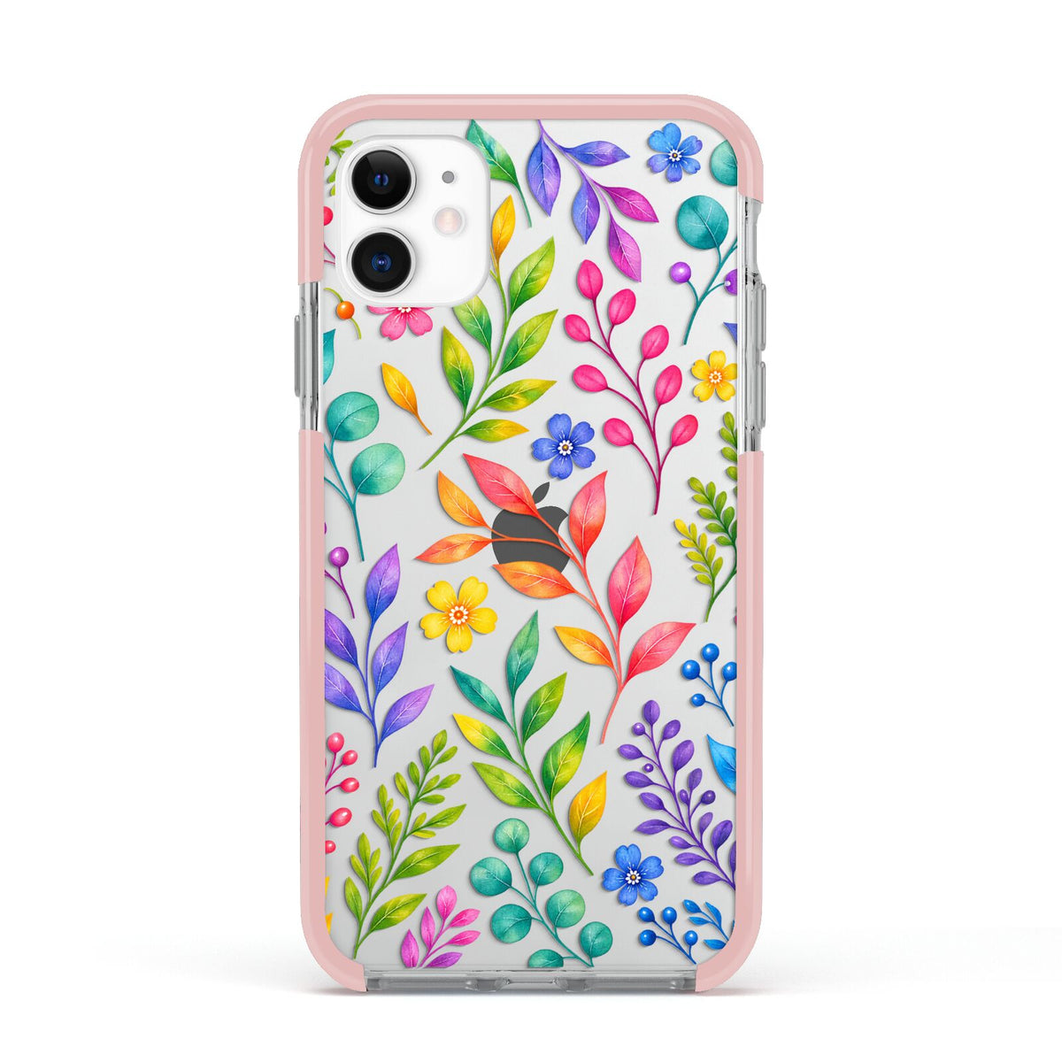 Colour Meadow Apple iPhone 11 in White with Pink Impact Case