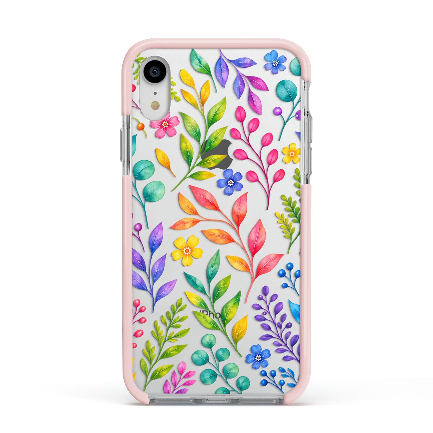 Colour Meadow Apple iPhone XR Impact Case Pink Edge on Silver Phone