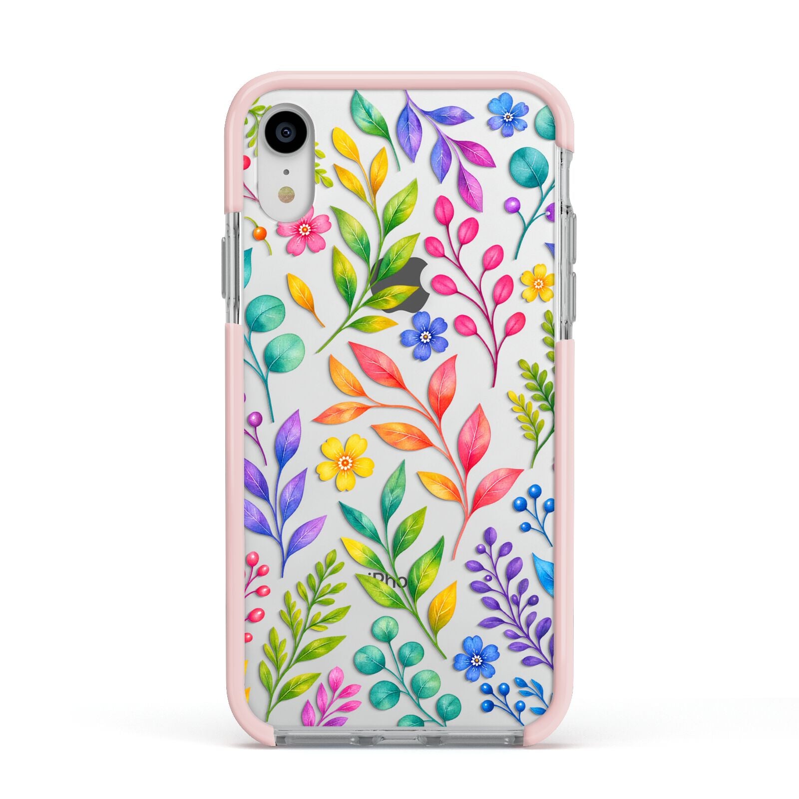 Colour Meadow Apple iPhone XR Impact Case Pink Edge on Silver Phone
