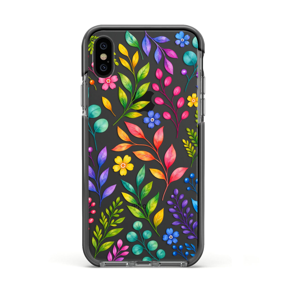 Colour Meadow Apple iPhone Xs Impact Case Black Edge on Black Phone