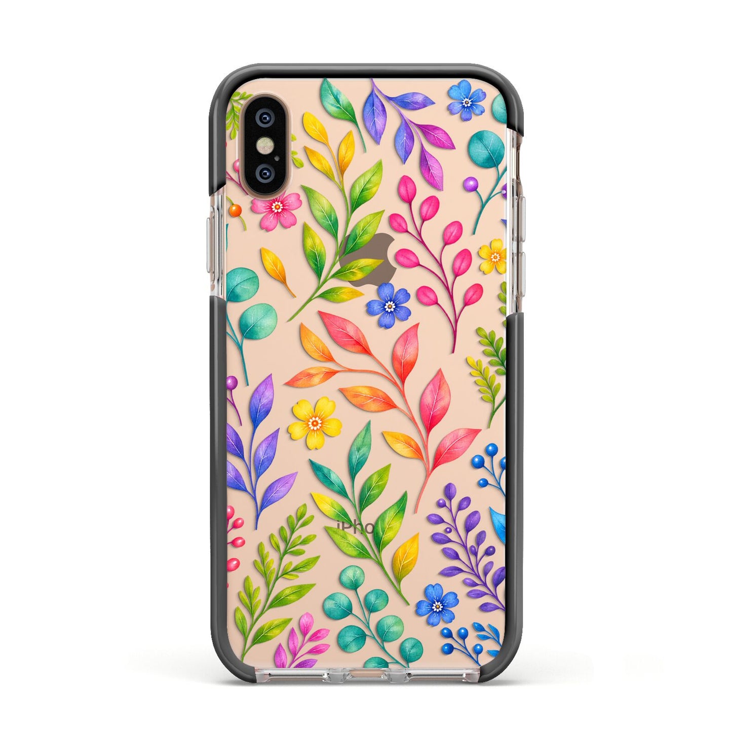 Colour Meadow Apple iPhone Xs Impact Case Black Edge on Gold Phone