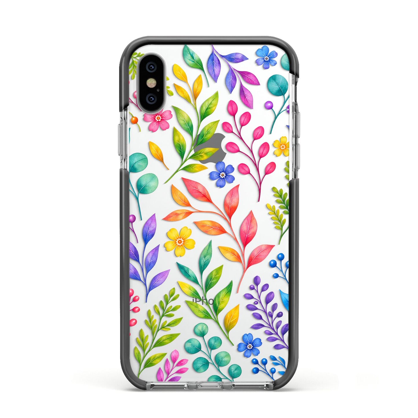 Colour Meadow Apple iPhone Xs Impact Case Black Edge on Silver Phone