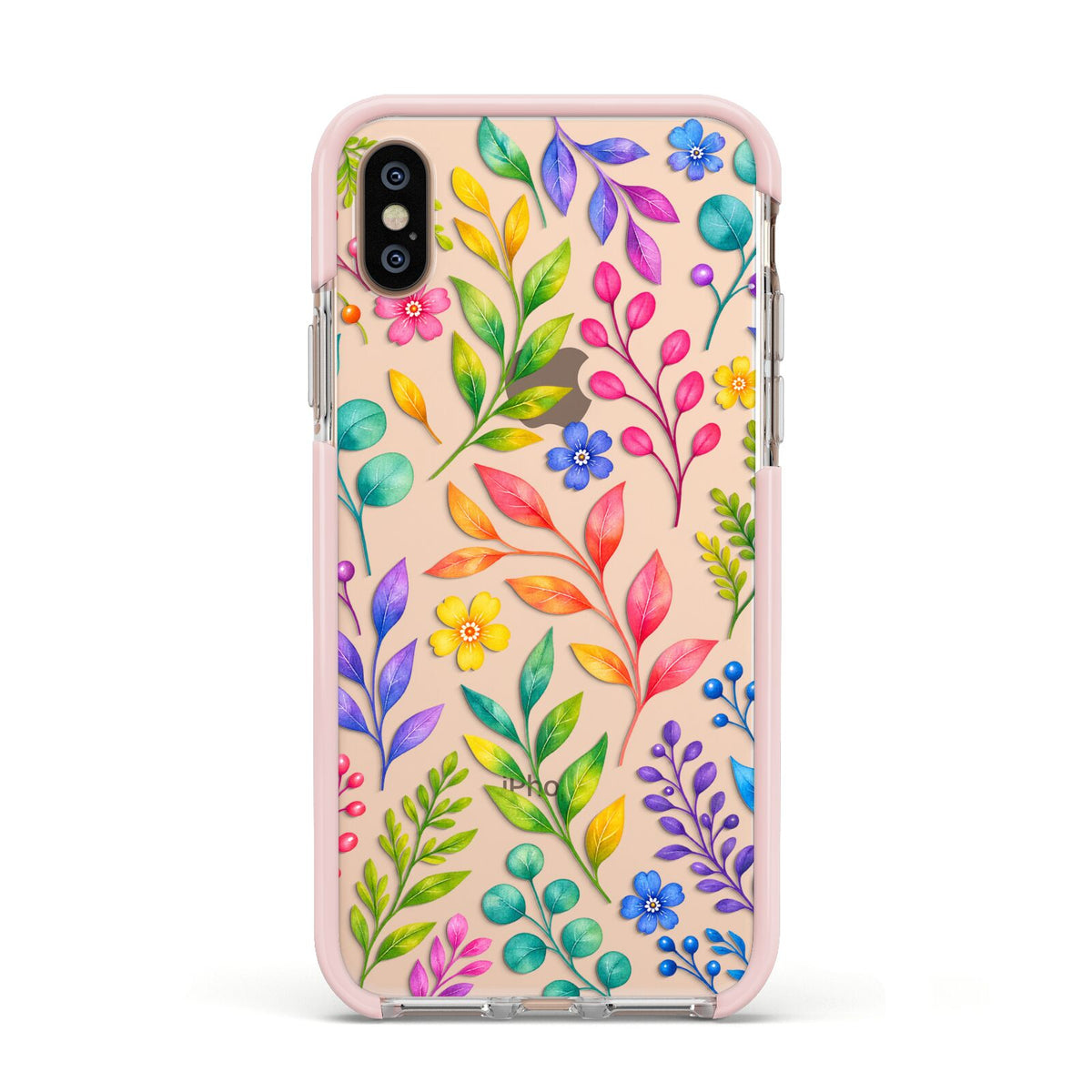 Colour Meadow Apple iPhone Xs Impact Case Pink Edge on Gold Phone