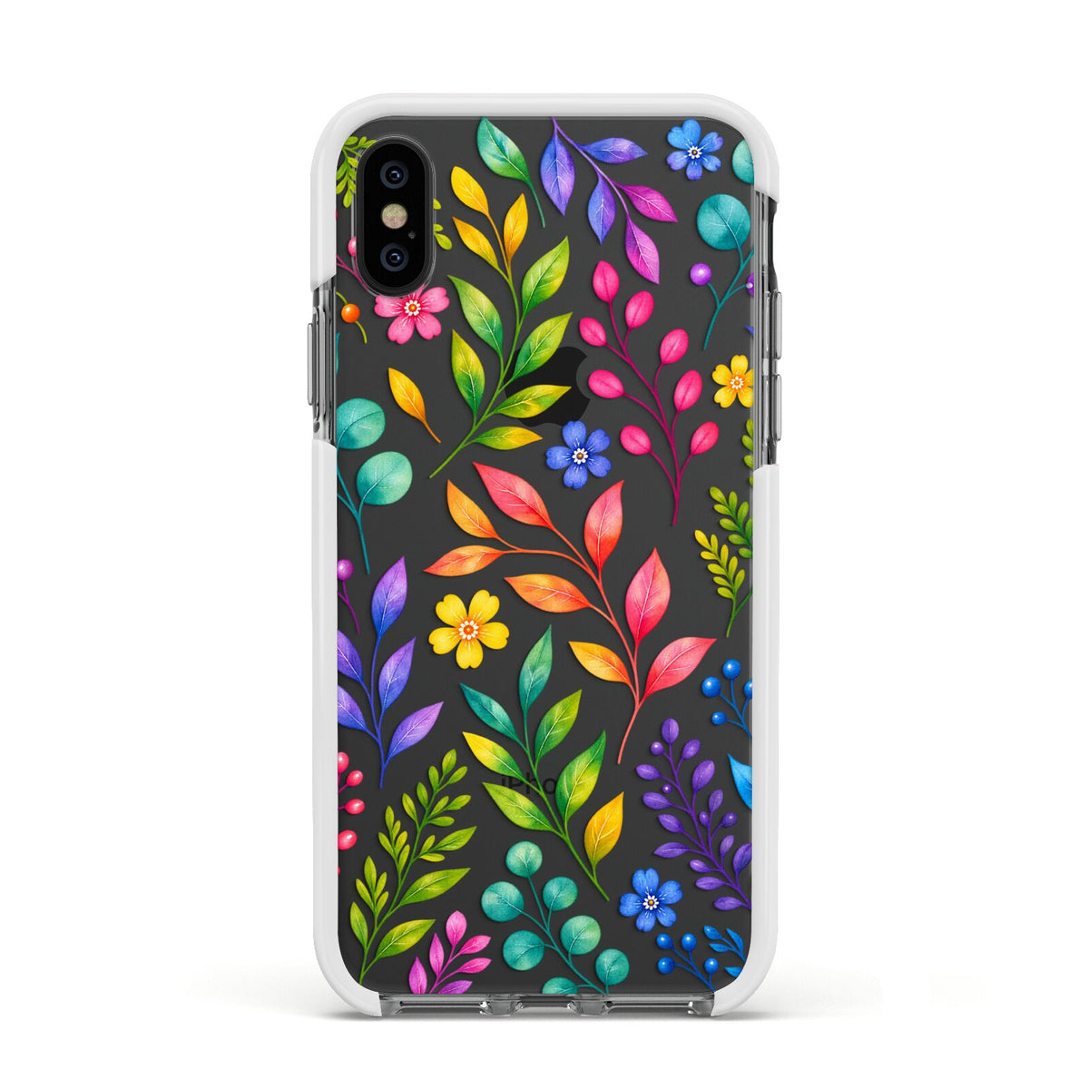 Colour Meadow Apple iPhone Xs Impact Case White Edge on Black Phone