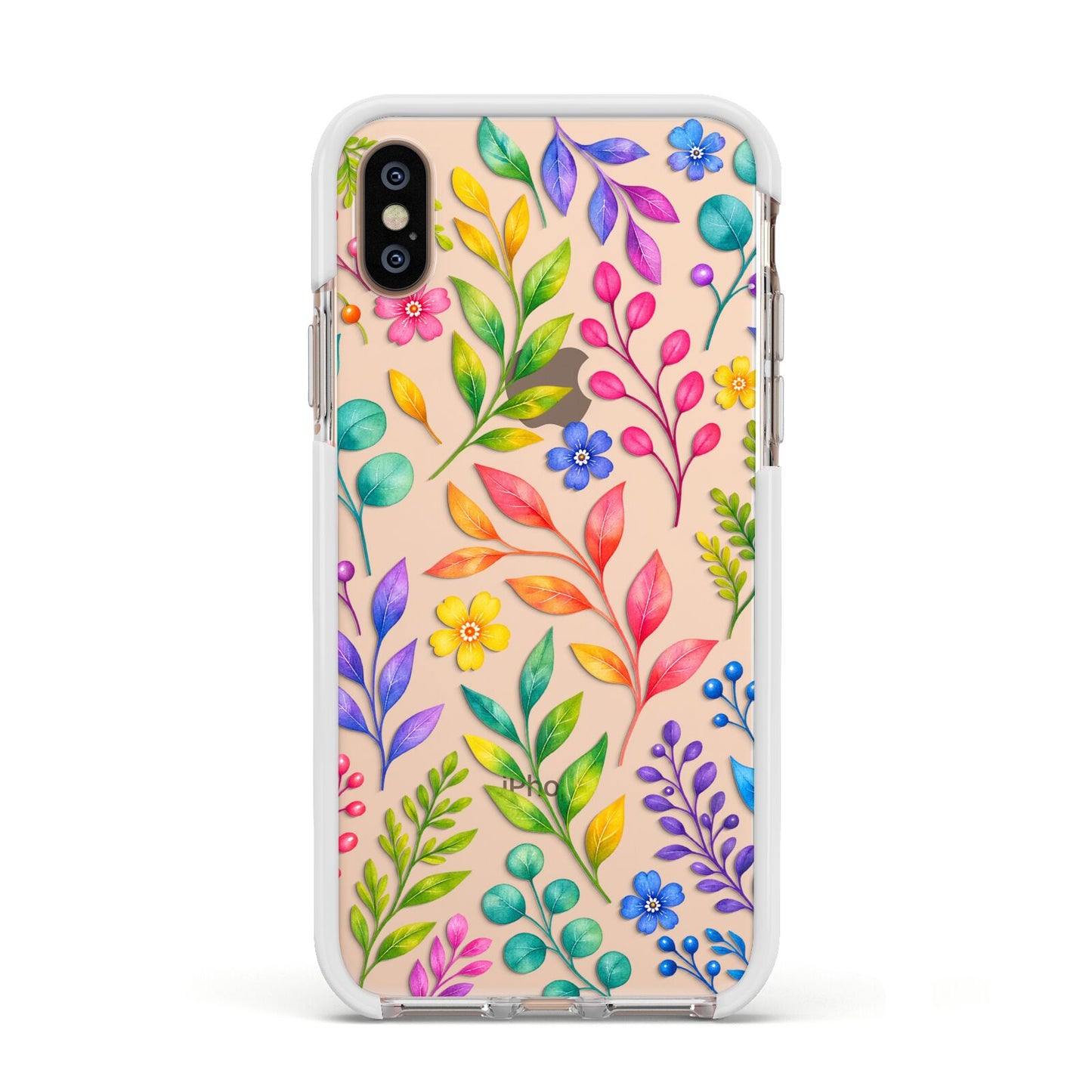 Colour Meadow Apple iPhone Xs Impact Case White Edge on Gold Phone