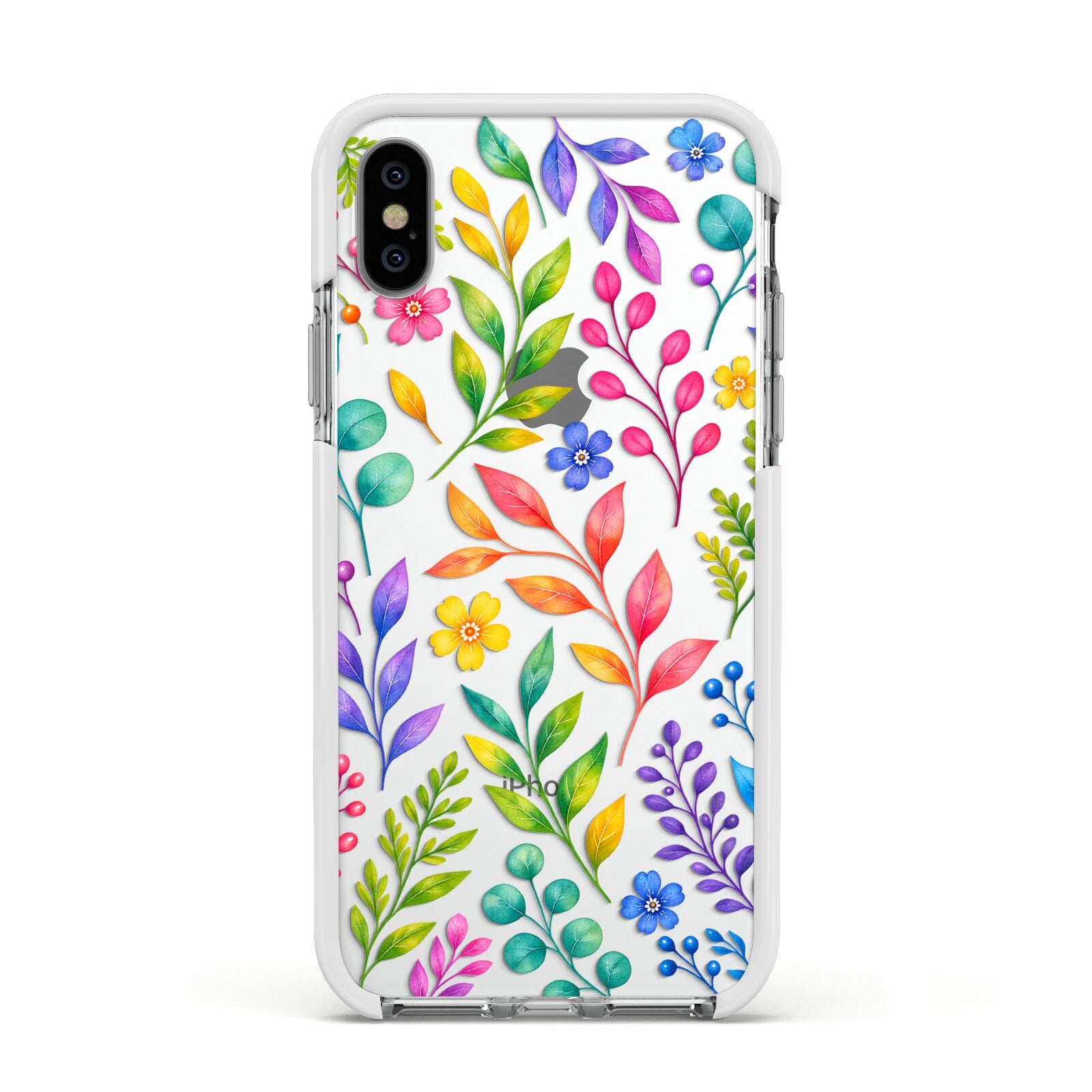 Colour Meadow Apple iPhone Xs Impact Case White Edge on Silver Phone