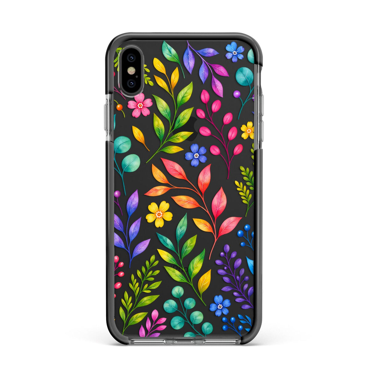 Colour Meadow Apple iPhone Xs Max Impact Case Black Edge on Black Phone