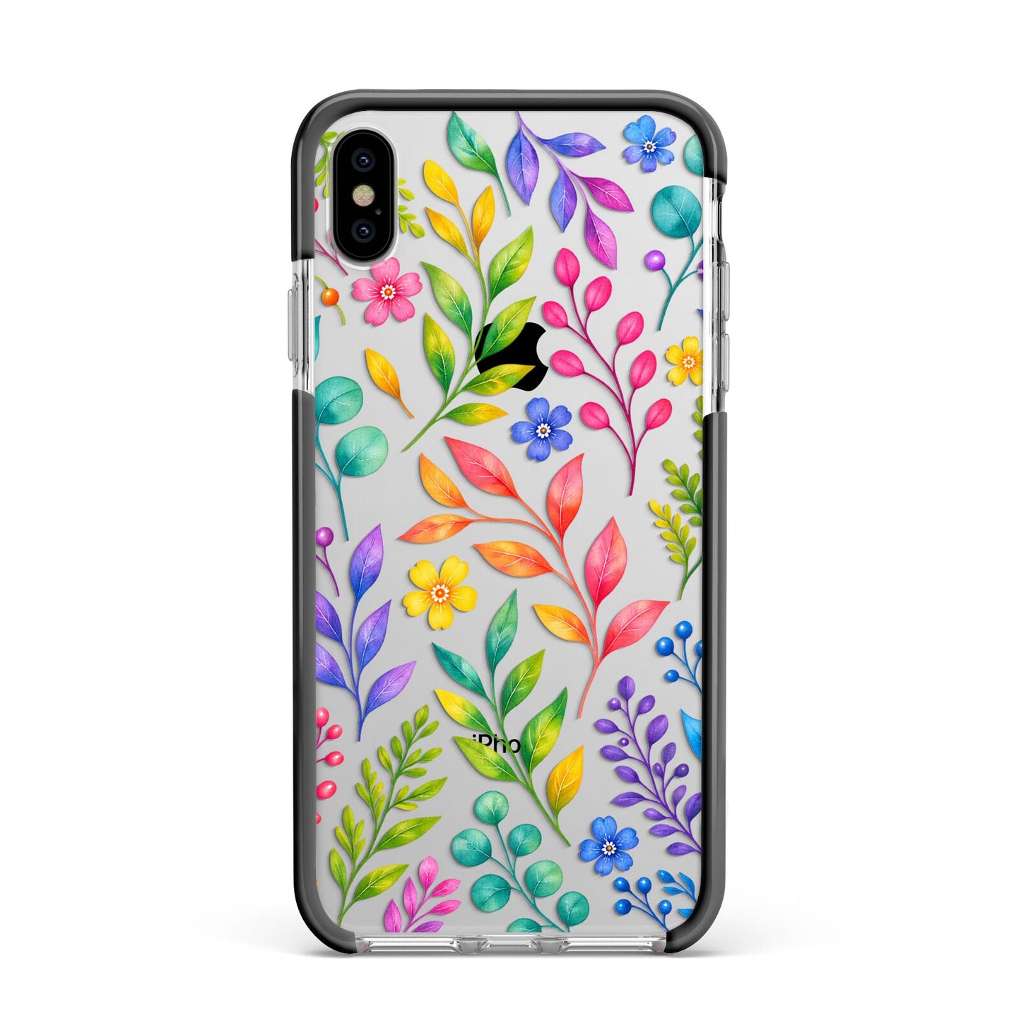 Colour Meadow Apple iPhone Xs Max Impact Case Black Edge on Silver Phone