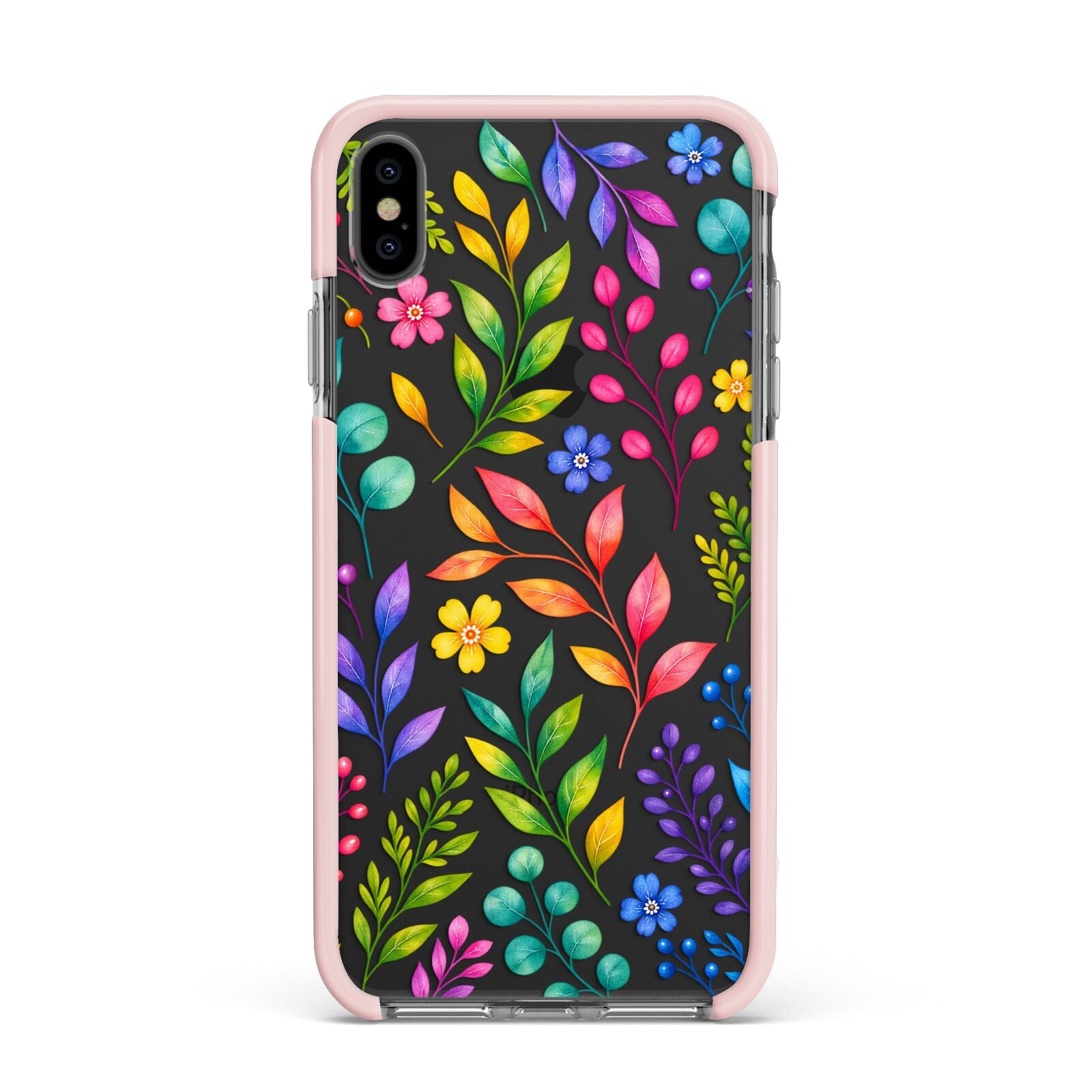 Colour Meadow Apple iPhone Xs Max Impact Case Pink Edge on Black Phone