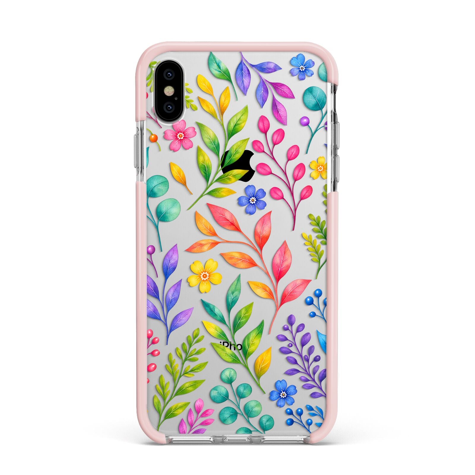 Colour Meadow Apple iPhone Xs Max Impact Case Pink Edge on Silver Phone