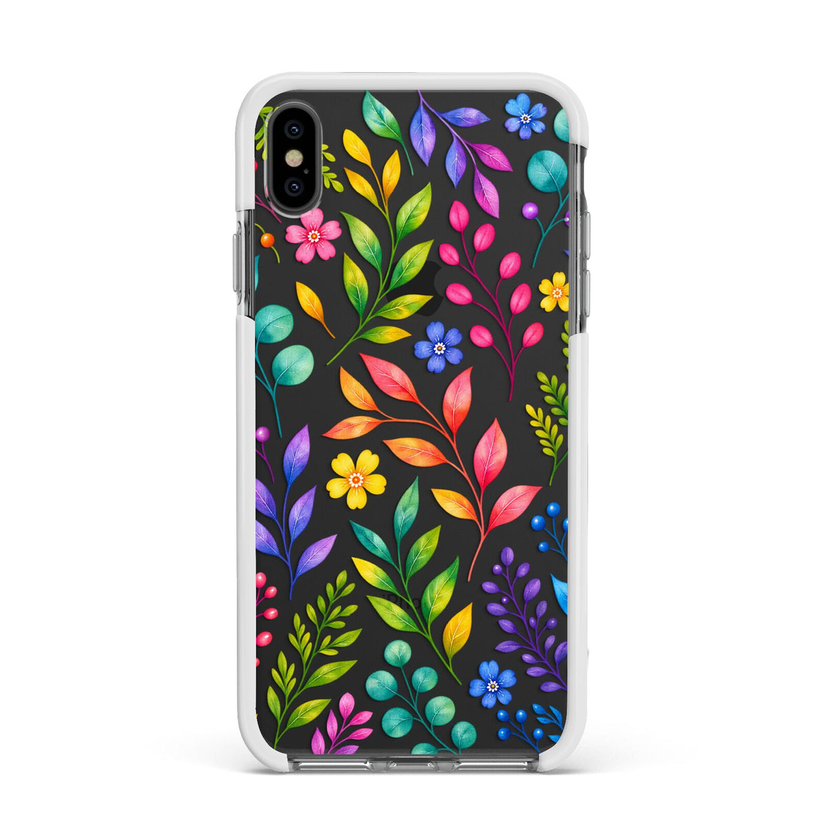 Colour Meadow Apple iPhone Xs Max Impact Case White Edge on Black Phone