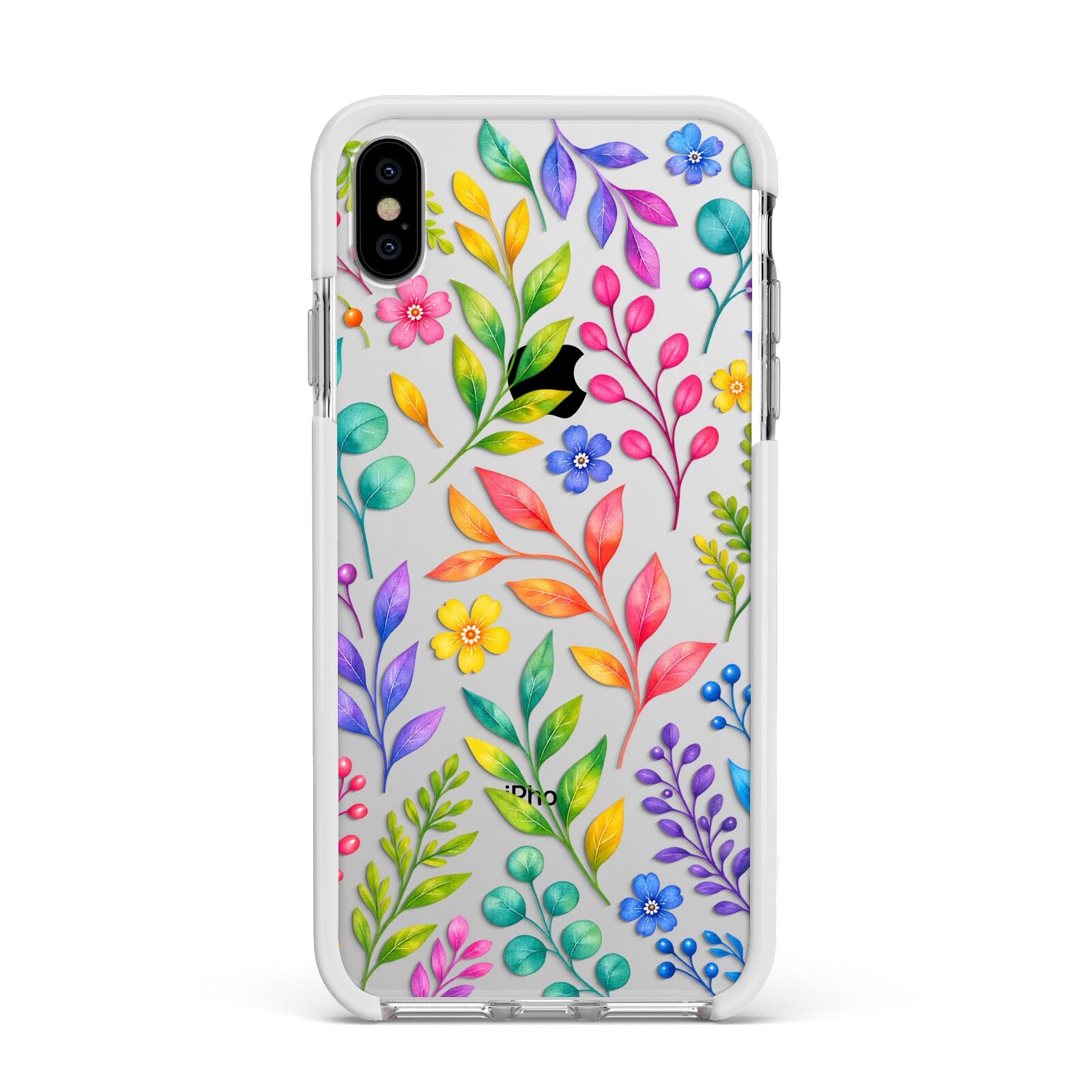 Colour Meadow Apple iPhone Xs Max Impact Case White Edge on Silver Phone