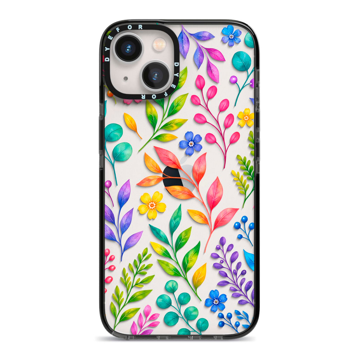 Colour Meadow iPhone 13 Black Impact Case on Silver phone