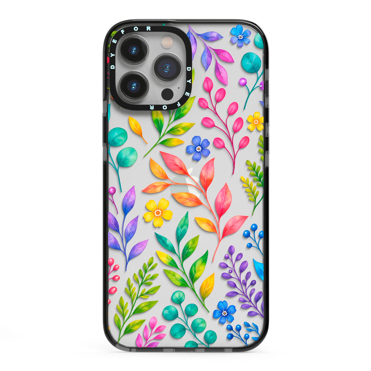 Colour Meadow iPhone 13 Pro Max Black Impact Case on Silver phone