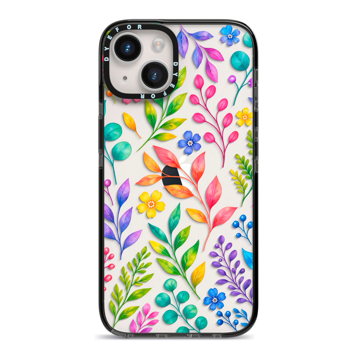 Colour Meadow iPhone 14 Black Impact Case on Silver phone