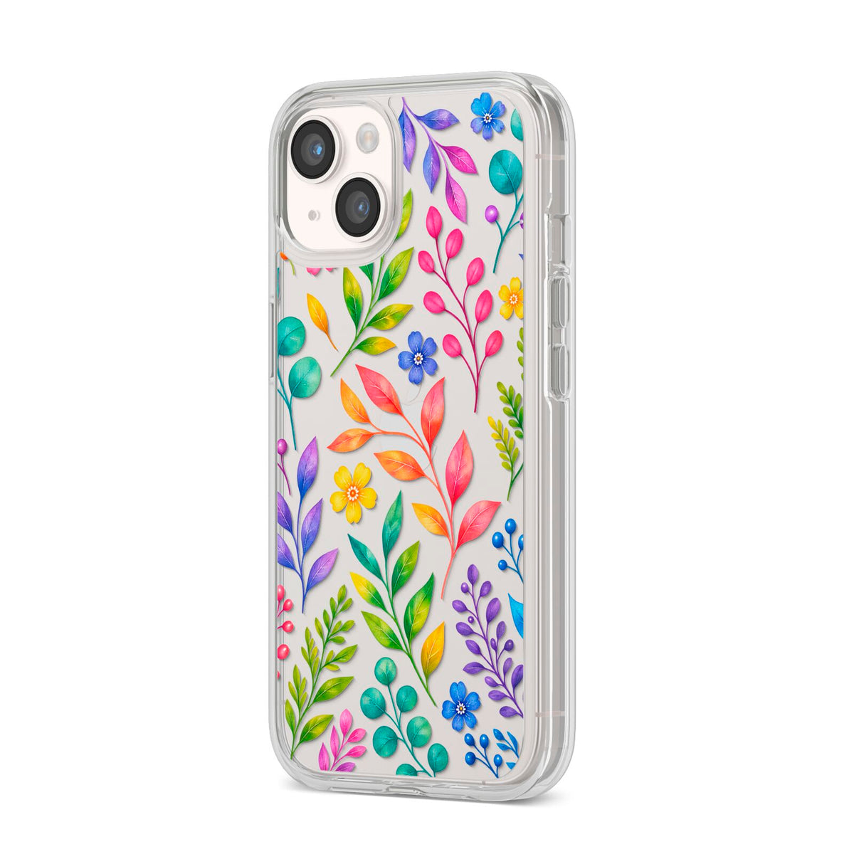 Colour Meadow iPhone 14 Clear Tough Case Starlight Angled Image
