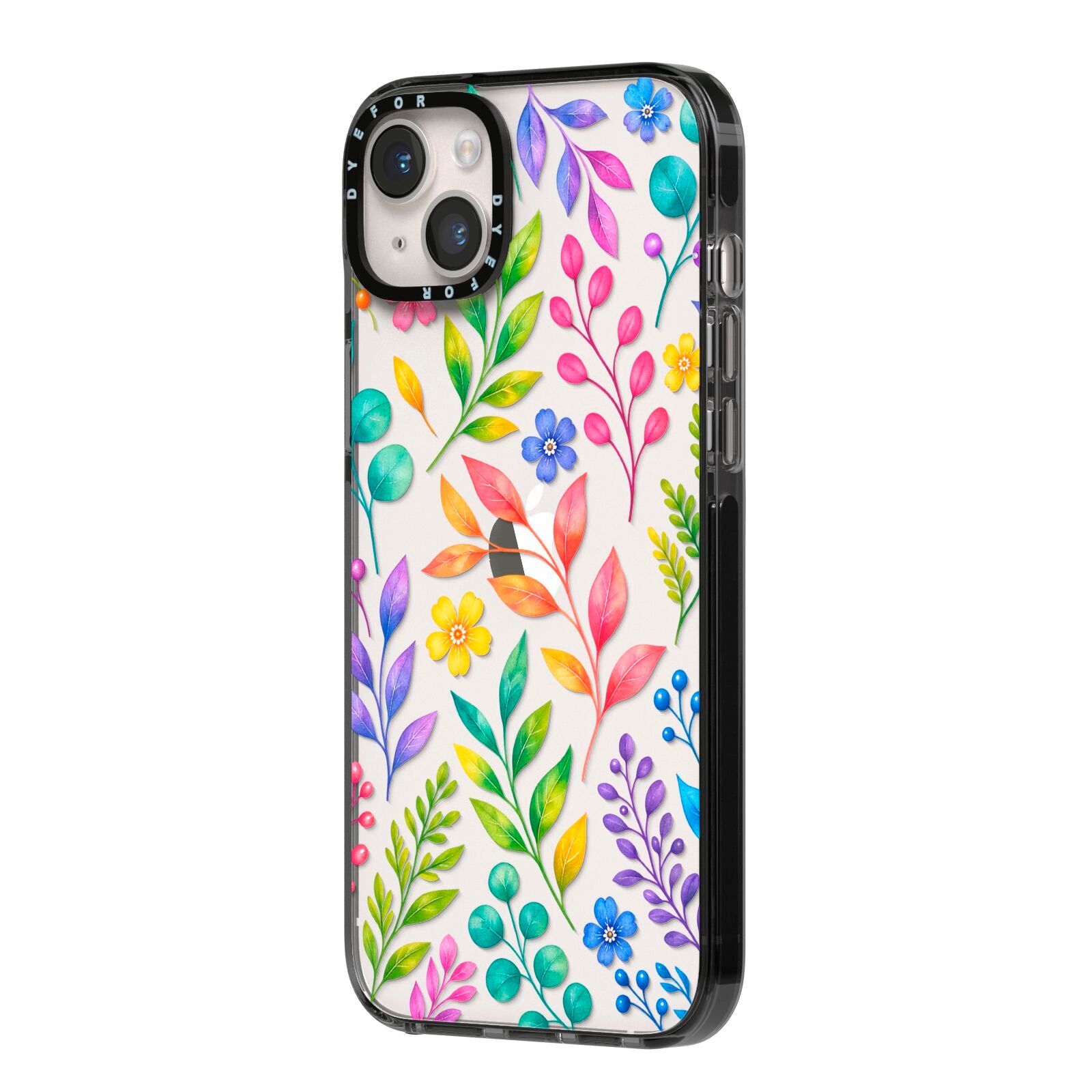 Colour Meadow iPhone 14 Plus Black Impact Case Side Angle on Silver phone
