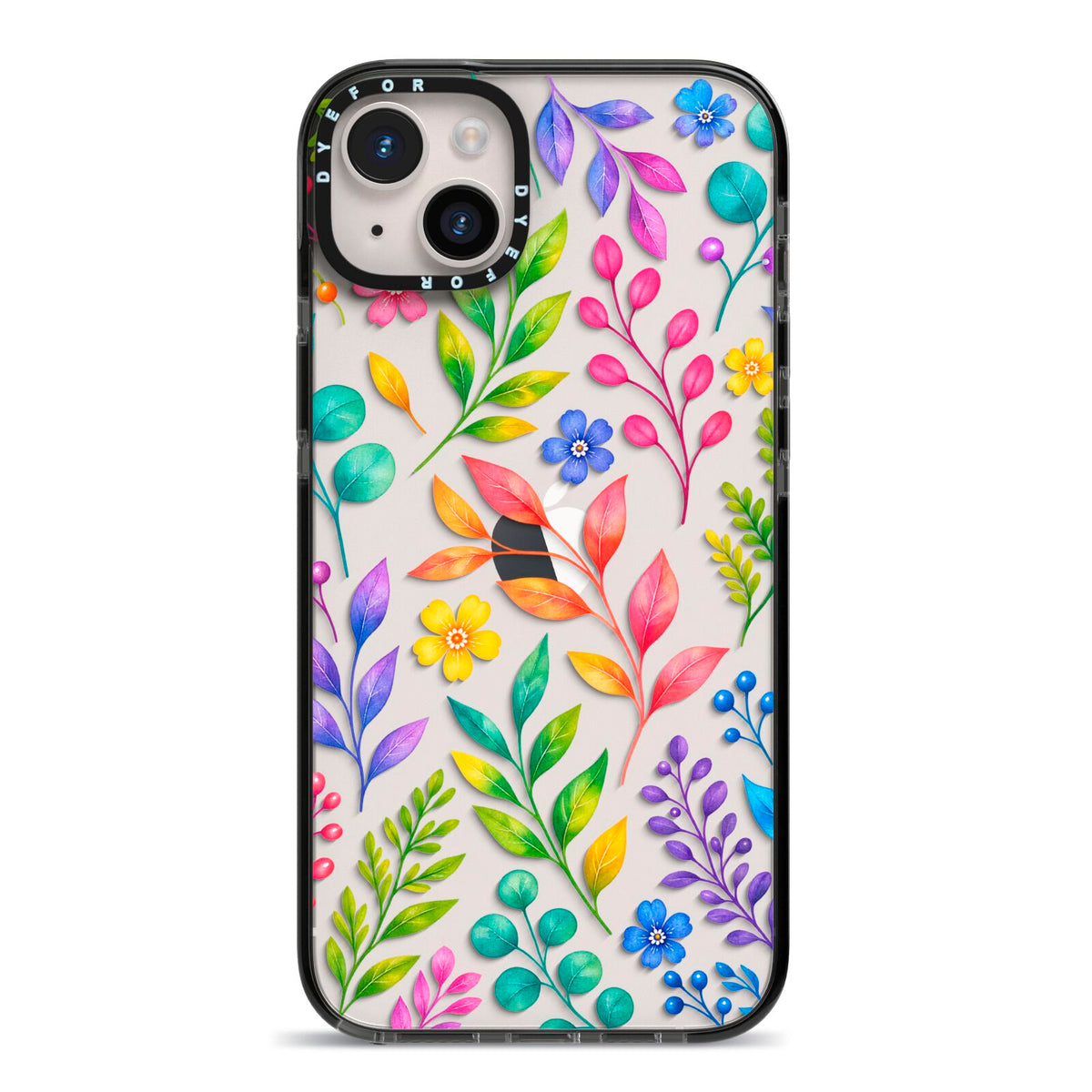 Colour Meadow iPhone 14 Plus Black Impact Case on Silver phone