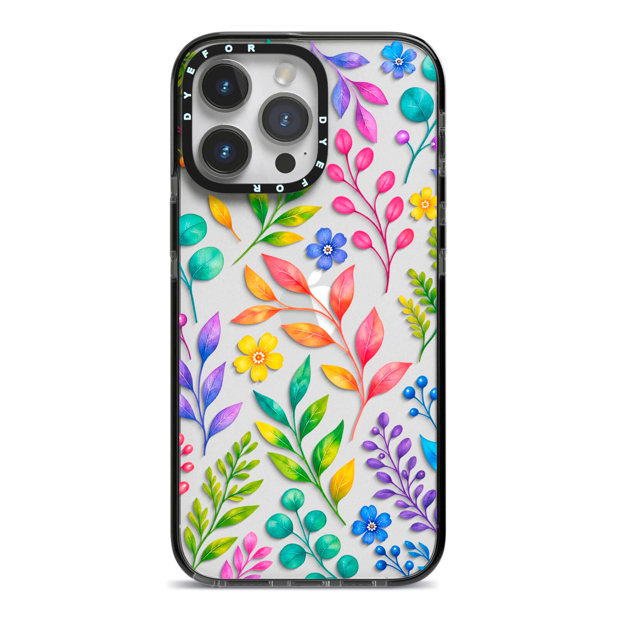 Colour Meadow iPhone 14 Pro Max Black Impact Case on Silver phone