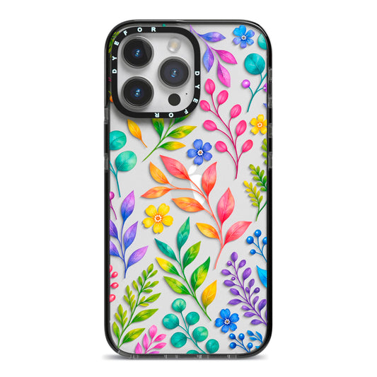 Colour Meadow iPhone 14 Pro Max Black Impact Case on Silver phone
