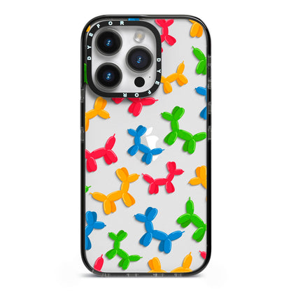 Colourful Balloon Animal iPhone 14 Pro Black Impact Case on Silver phone