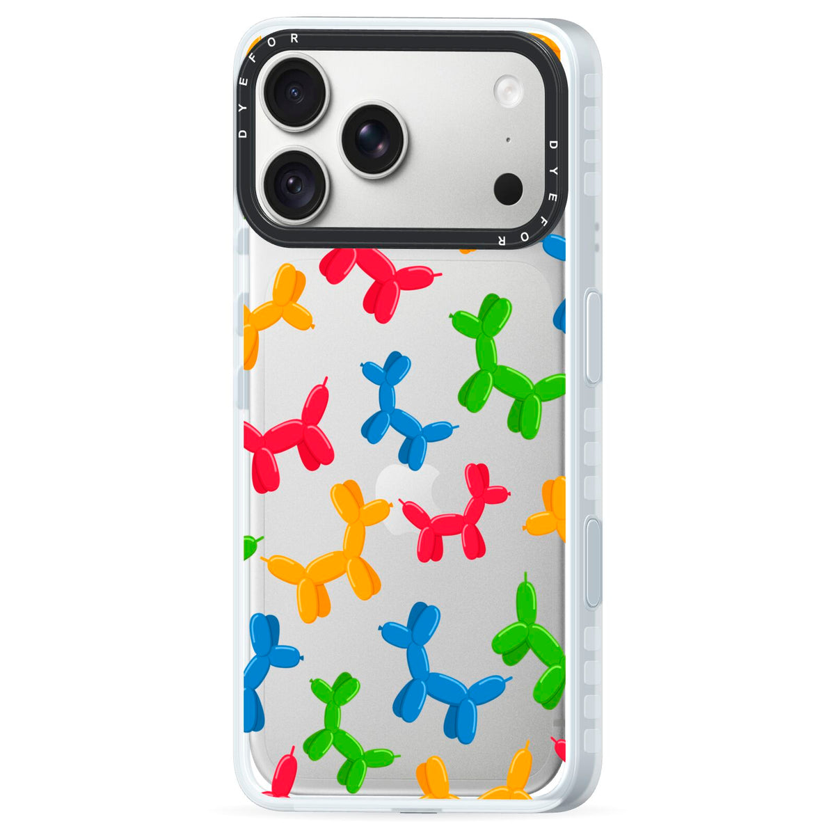 Colourful Balloon Animal iPhone 18 Pro Black Impact Pre order Case Side Angle on Silver phone