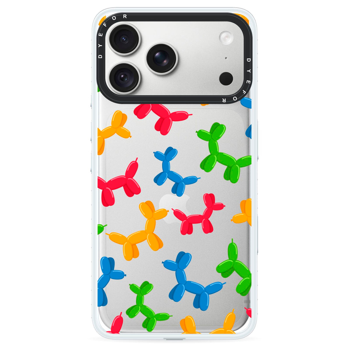 Colourful Balloon Animal iPhone 18 Pro Black Impact Pre order Case on Silver phone