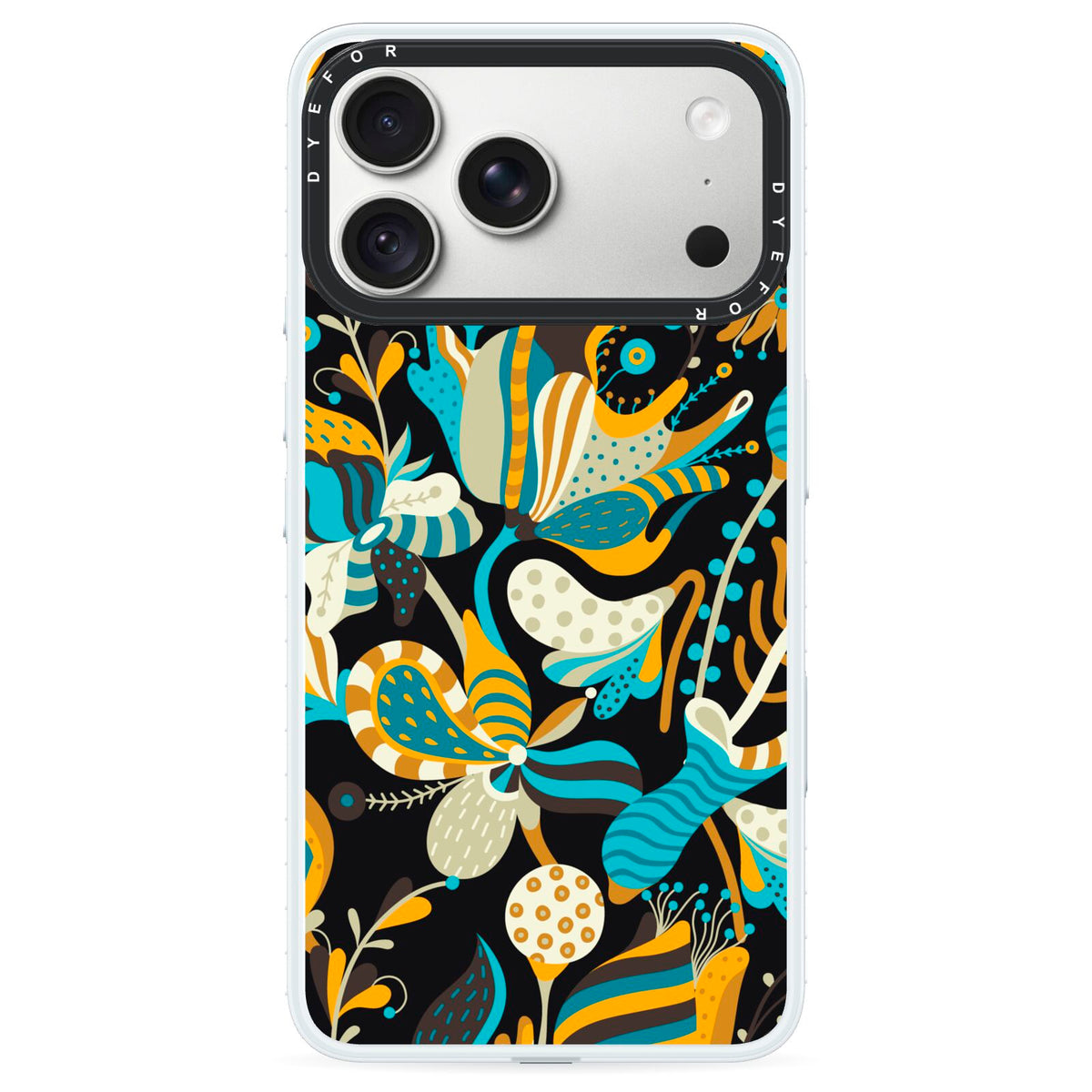 Colourful Floral iPhone 18 Pro Black Impact Pre order Case on Silver phone