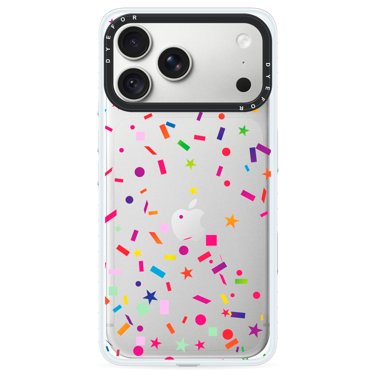 Confetti iPhone 18 Pro Black Impact Pre order Case on Silver phone