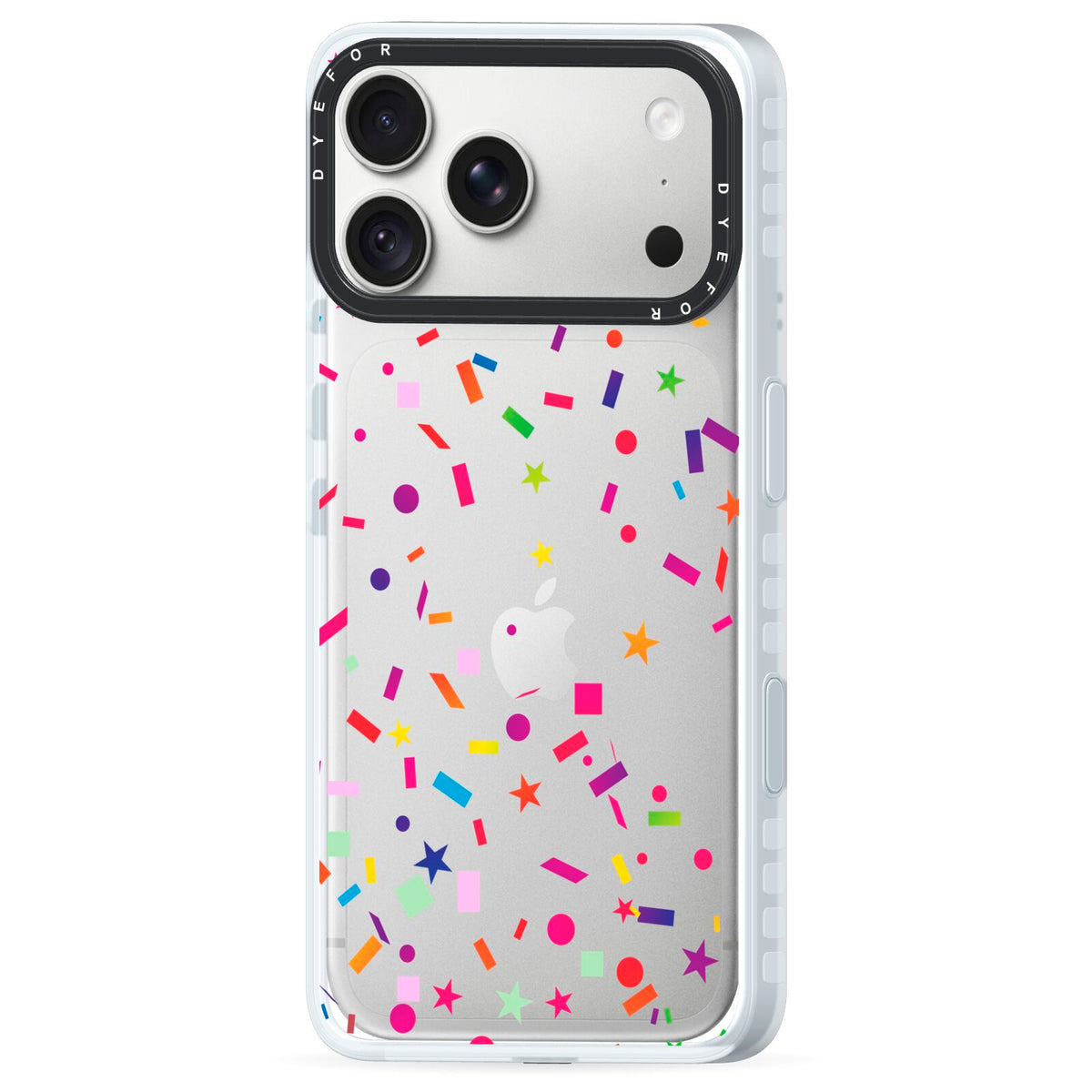 Confetti iPhone 18 Pro Max Black Impact Pre order Case Side Angle on Silver phone