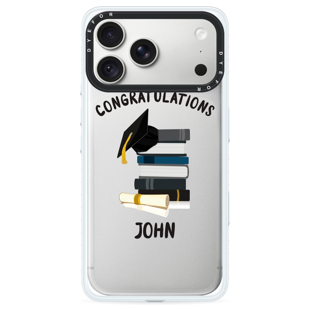 Congratulations Graduate iPhone 18 Pro Black Impact Pre order Case on Silver phone