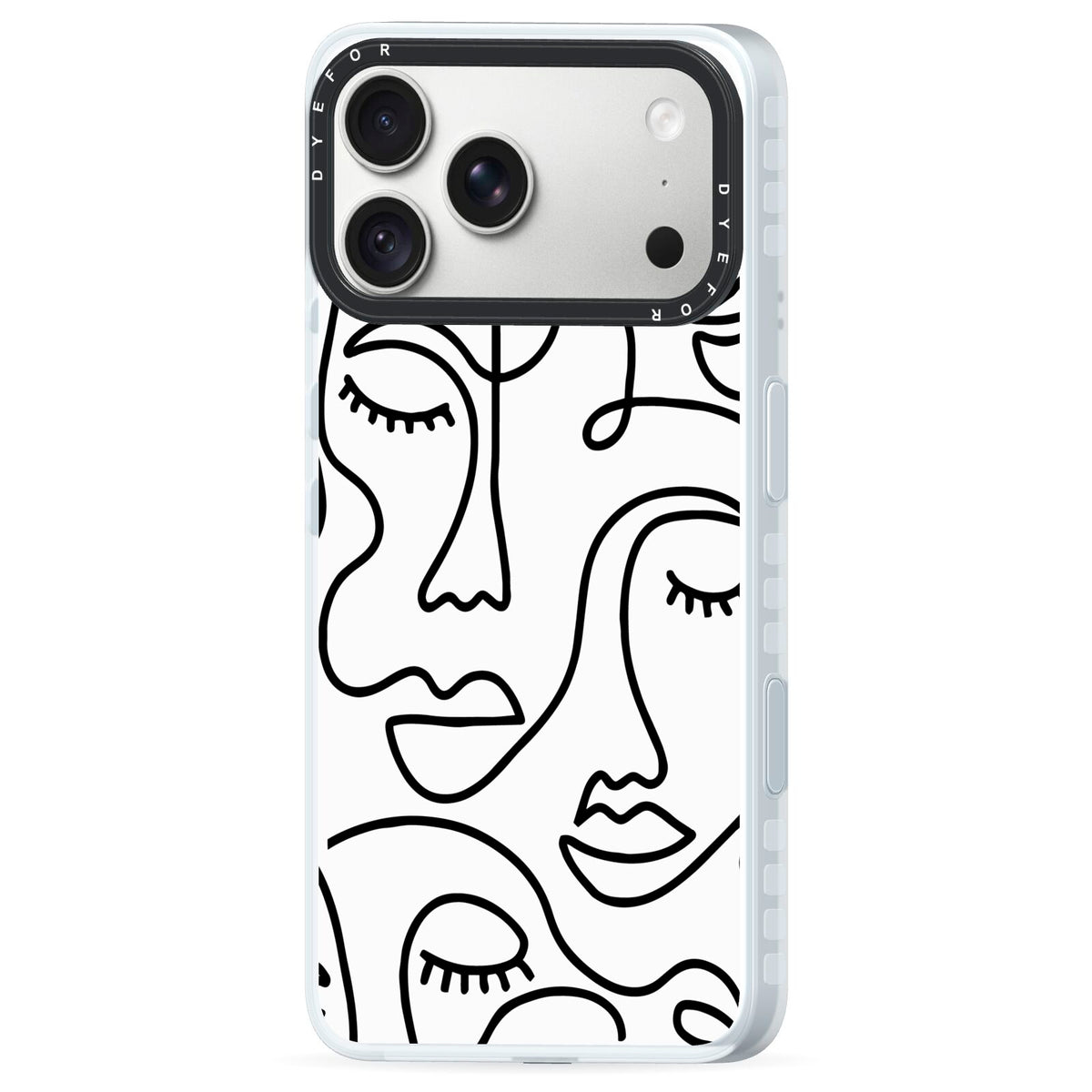 Continuous Abstract Face iPhone 18 Pro Black Impact Pre order Case Side Angle on Silver phone