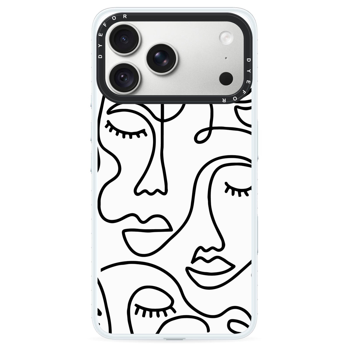 Continuous Abstract Face iPhone 18 Pro Black Impact Pre order Case on Silver phone