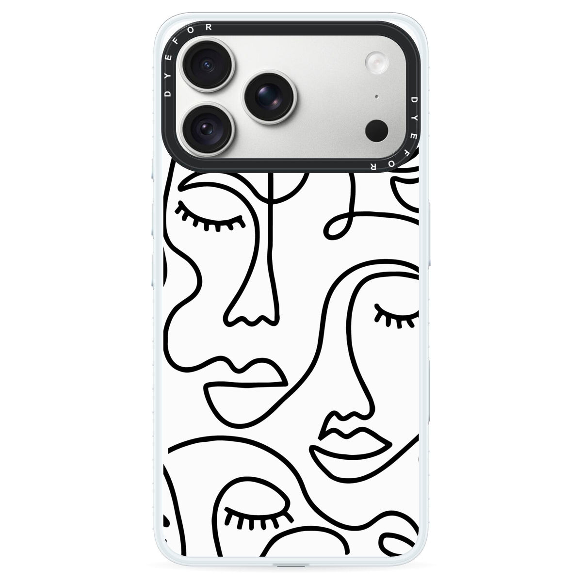Continuous Abstract Face iPhone 18 Pro Max Black Impact Pre order Case on Silver phone