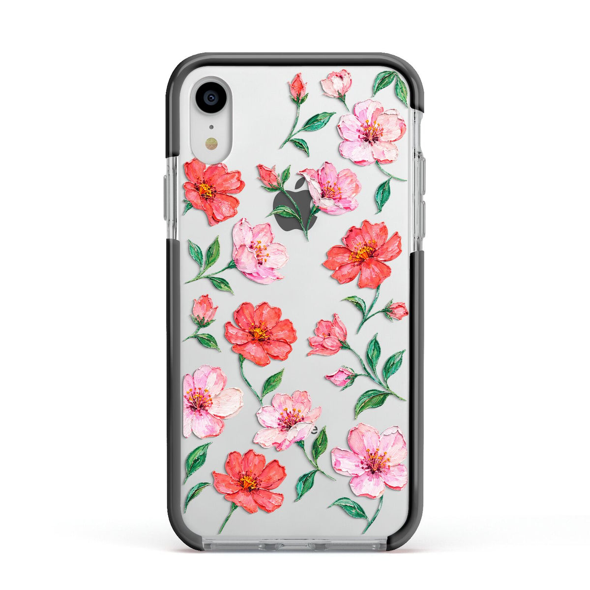 Coral Muse Apple iPhone XR Impact Case Black Edge on Silver Phone